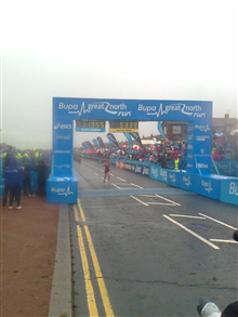 Shona Fletcher finishing Great North run 2013, 9th British athlete. 