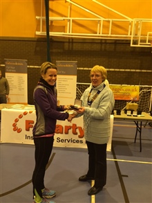 Shona Fletcher receiving her Northern Medal. Northern Road Racing Championships 2014